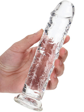 RealRock: Crystal Clear Straight Realistic Dildo, 18 cm, transparent