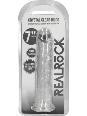 RealRock: Crystal Clear Straight Realistic Dildo, 18 cm, transparent