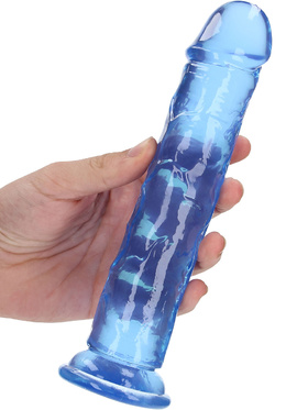 RealRock: Crystal Clear Straight Realistic Dildo, 20 cm, blå