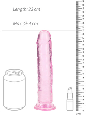 RealRock: Crystal Clear Straight Realistic Dildo, 20 cm, rosa