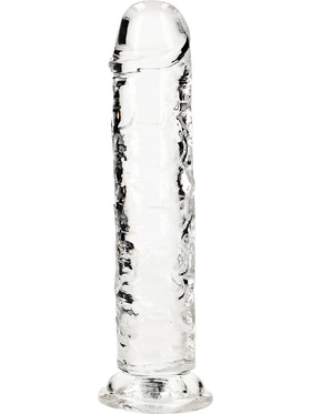 RealRock: Crystal Clear Straight Realistic Dildo, 20 cm, transparent
