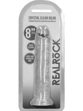 RealRock: Crystal Clear Straight Realistic Dildo, 20 cm, transparent