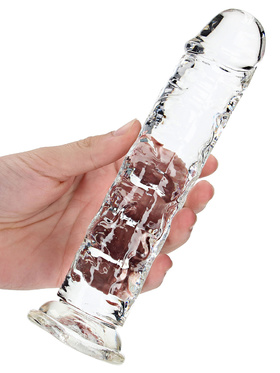 RealRock: Crystal Clear Straight Realistic Dildo, 20 cm, transparent