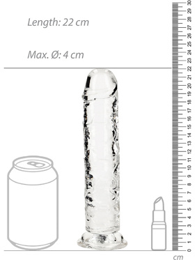 RealRock: Crystal Clear Straight Realistic Dildo, 20 cm, transparent