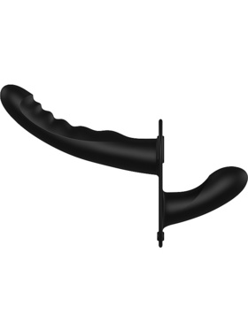 Ouch!: Dual Vibrating Silicone Ribbed Strap-On