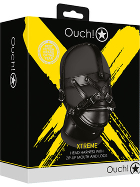 Ouch!: Xtreme Head Harness with Zip-up Mouth & Lock