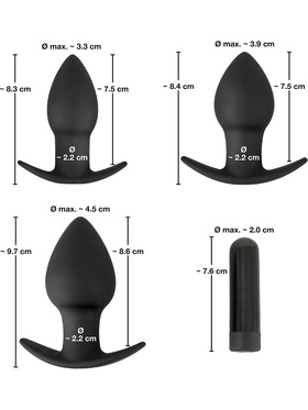 Black Velvets: Butt Plug Set, 3 Plugs & 1 Bullet