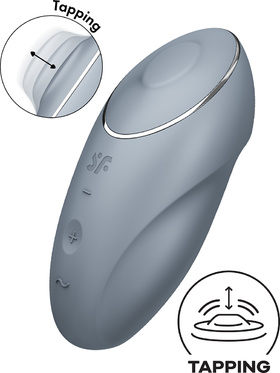 Satisfyer: Tap & Climax 1, Lay-On Vibrator, grå