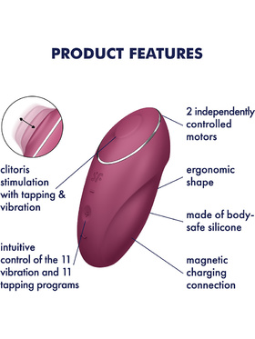 Satisfyer: Tap & Climax 1, Lay-On Vibrator, röd