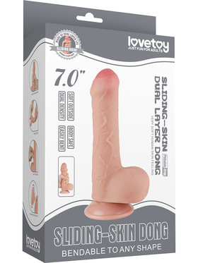 LoveToy: Sliding-Skin Dildo, 18 cm, ljus