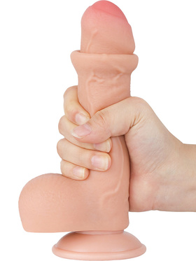 LoveToy: Sliding-Skin Dildo, 18 cm, ljus