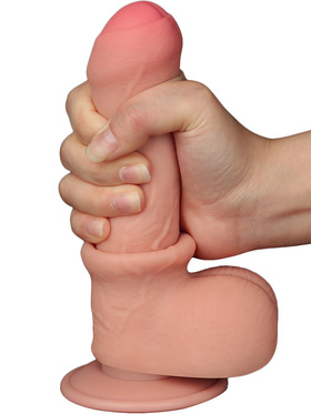 LoveToy: Sliding-Skin Dildo, 18 cm, ljus