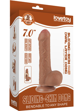 LoveToy: Sliding-Skin Dildo, 18 cm, brun