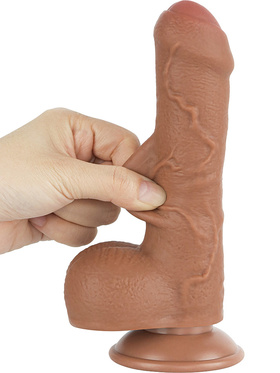 LoveToy: Sliding-Skin Dildo, 18 cm, brun