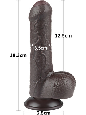 LoveToy: Sliding-Skin Dildo, 18 cm, mörk