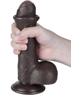 LoveToy: Sliding-Skin Dildo, 18 cm, mörk