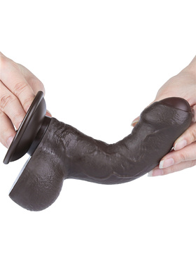 LoveToy: Sliding-Skin Dildo, 18 cm, mörk