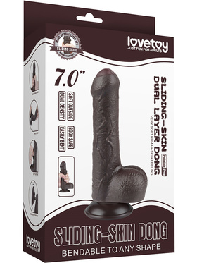 LoveToy: Sliding-Skin Dildo, 18 cm, mörk