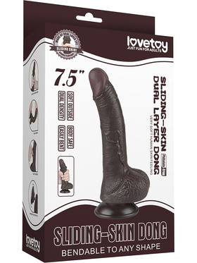 LoveToy: Sliding-Skin Dildo, 19.5 cm, mörk