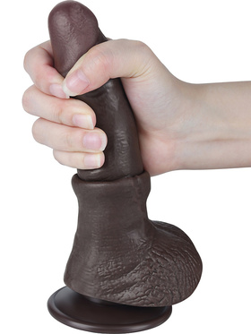 LoveToy: Sliding-Skin Dildo, 19.5 cm, mörk