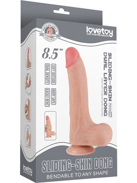 LoveToy: Sliding-Skin Dildo, 22 cm, ljus