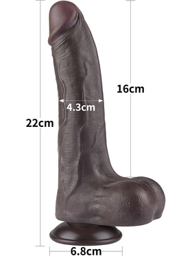 LoveToy: Sliding-Skin Dildo, 22 cm, mörk