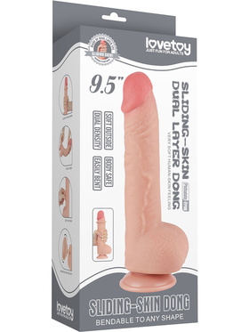 LoveToy: Sliding-Skin Dildo, 24 cm, ljus