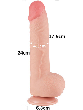 LoveToy: Sliding-Skin Dildo, 24 cm, ljus