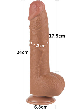 LoveToy: Sliding-Skin Dildo, 24 cm, brun