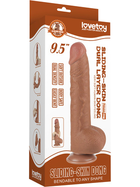 LoveToy: Sliding-Skin Dildo, 24 cm, brun