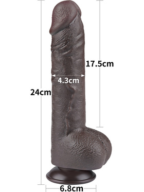 LoveToy: Sliding-Skin Dildo, 24 cm, mörk