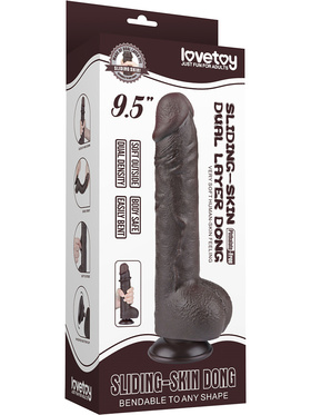 LoveToy: Sliding-Skin Dildo, 24 cm, mörk