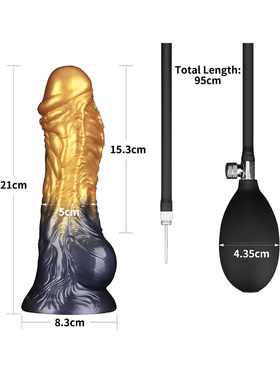 LoveToy: Aerosx, Dual Density Inflatable Dildo, 19 cm, guld/svart LoveToy: Aerosx, Dual Density Inflatable Dildo, 19 cm, guld/svart