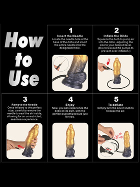 LoveToy: Aerosx, Dual Density Inflatable Dildo, 25 cm, guld/svart LoveToy: Aerosx, Dual Density Inflatable Dildo, 25 cm, guld/svart