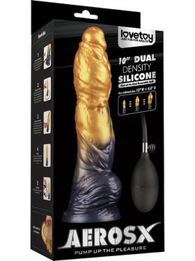 LoveToy: Aerosx, Dual Density Inflatable Dildo, 25 cm, guld/svart LoveToy: Aerosx, Dual Density Inflatable Dildo, 25 cm, guld/svart