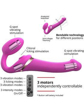 Strap-On-Me: Multi Orgasm Bendable Strap-On Vibrator, S, rosa