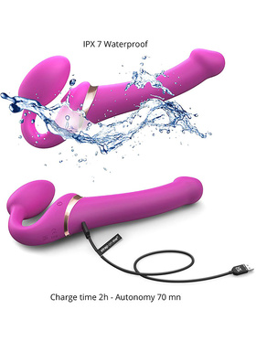 Strap-On-Me: Multi Orgasm Bendable Strap-On Vibrator, L, rosa