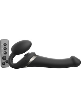 Strap-On-Me: Multi Orgasm Bendable Strap-On Vibrator, L, svart